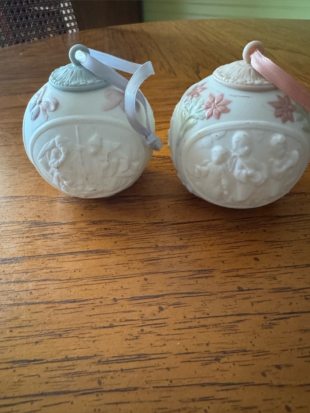 Vintage Lladró Matte Bisque Porcelain Christmas Ornaments – Set of 2